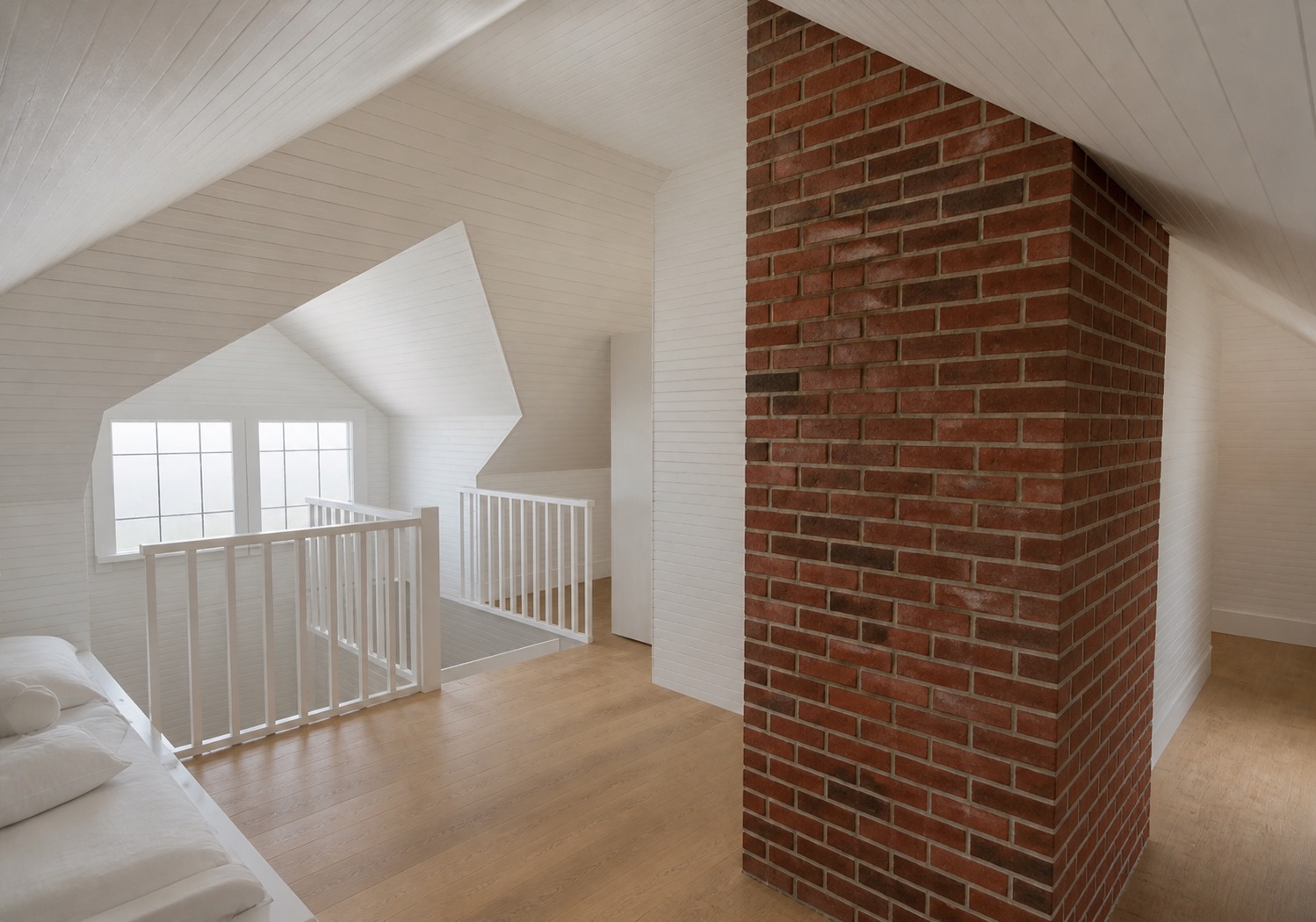 Attic conversion, wide view — finished visualization